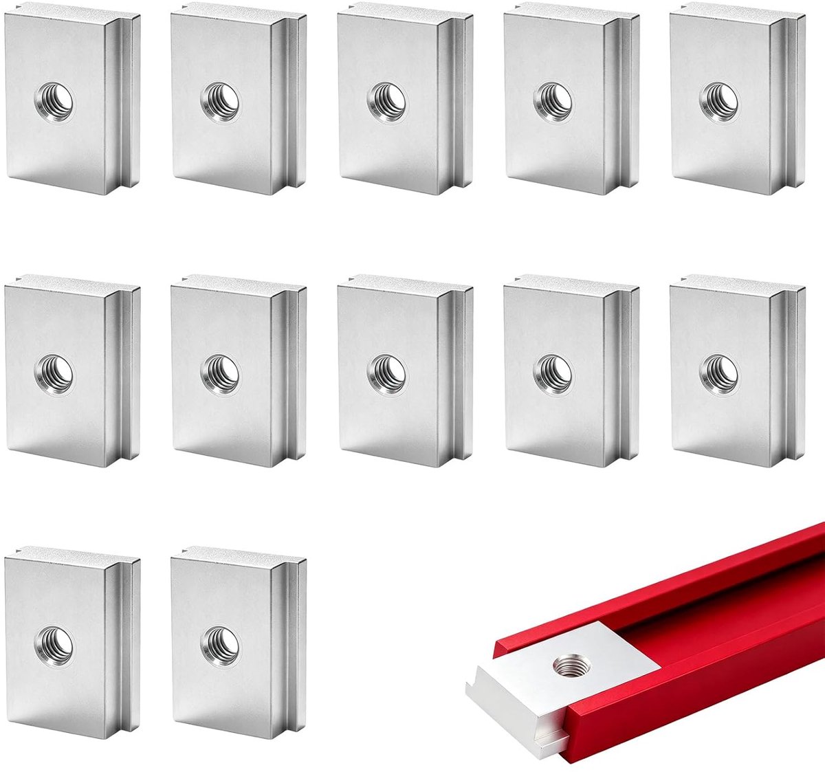 M6, profiel moer aluminium M6 schuifmoer blok T 30 x 23 mm | T-moeren M6 voor timmerwerk, huis en professionele werkplaats