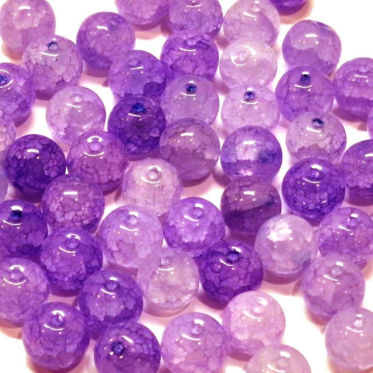 Kralen, agaat, draakenpatroon, rond, 8 mm, halfedelsteen, natuursteen met gat om te rijgen, voor het maken van sieraden (paars)