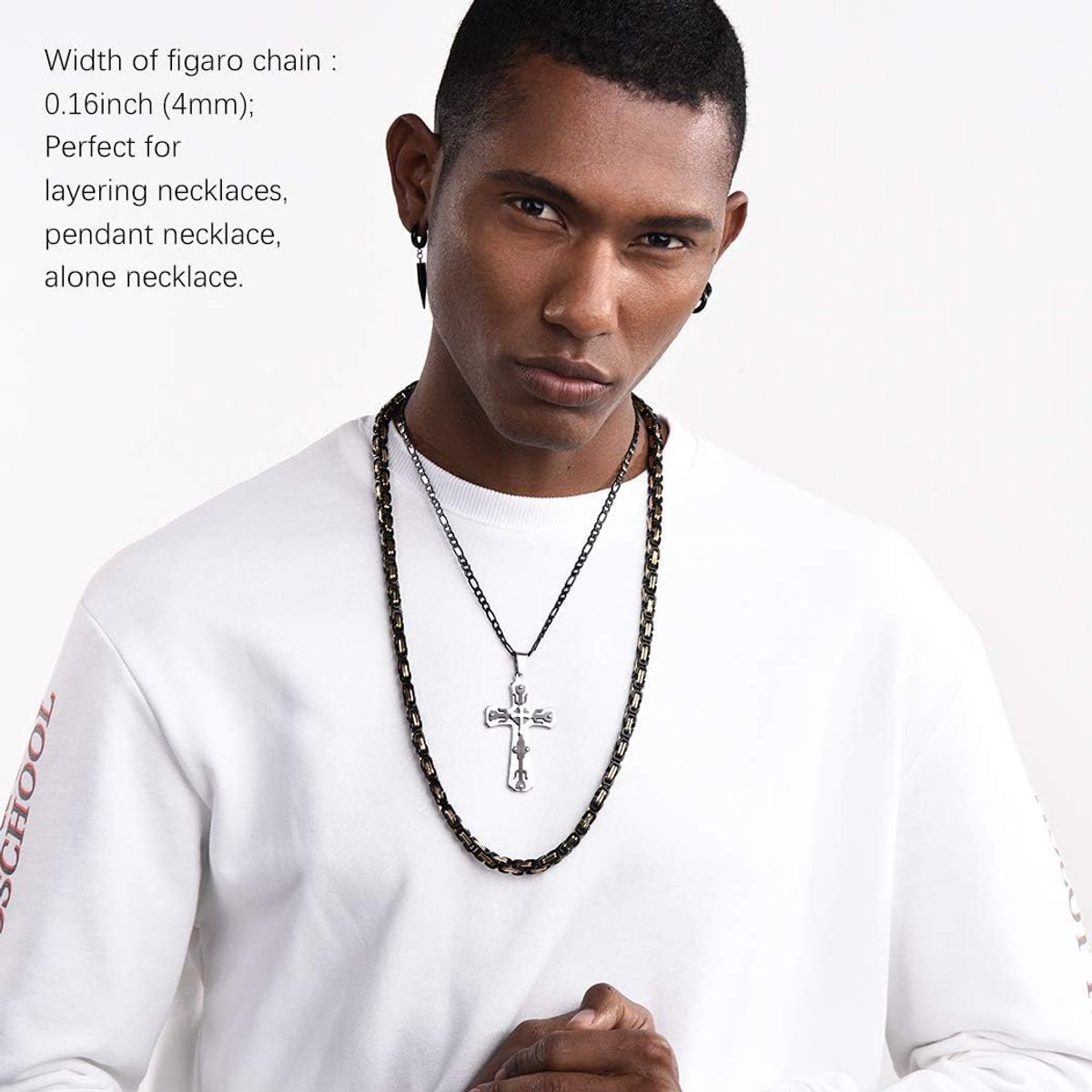 Halskettingen voor Heren en Vrouw, 4/6/9/13mm Figaro Herenketting Zilver/Zwart/Goud 36/46/51/55/61/66/71/76cm lang, Figaro Ketting Heren Dames Hiphop Cadeau Ideeën.