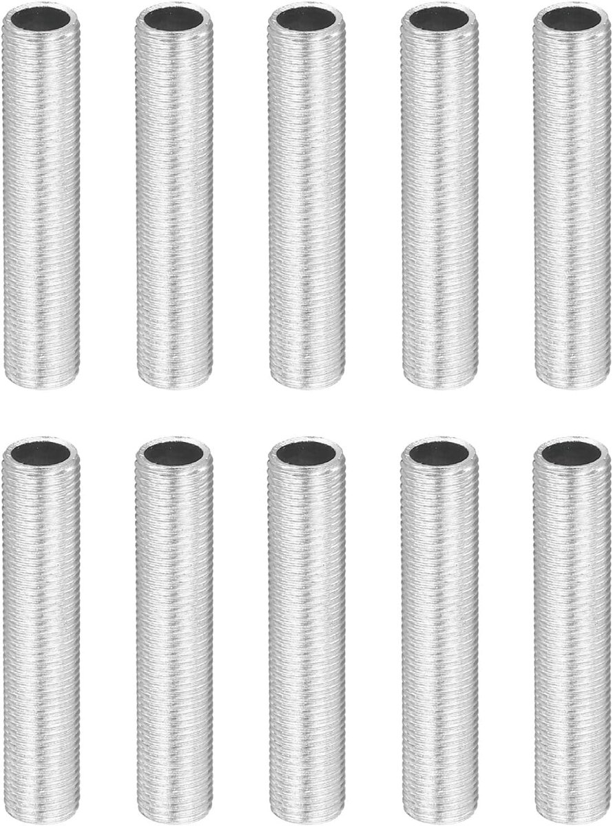 Nippel voor lampbuis 10 stuks lengte 5 cm schroefdraad M10 stap 1 mm reparatieonderdelen lamp buis legering zink ideaal voor lichte armaturen
