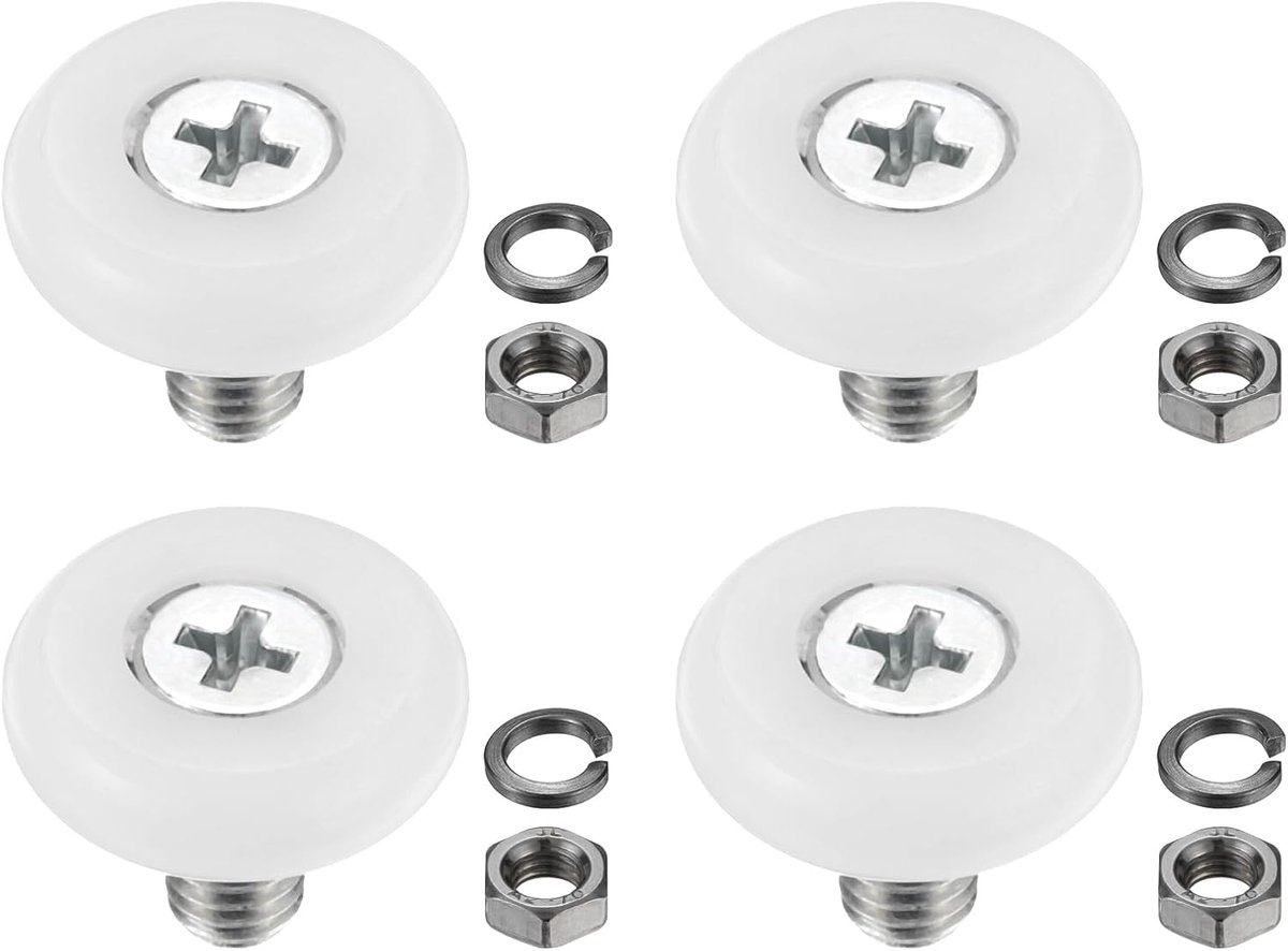 19 mm laderrollen, 4 set nylon positioneringskatrollen, kleine ladekrol vervangingswiel met veerringen en moeren voor archiefkastdia's, wit