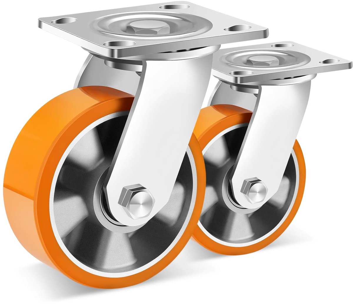 B D WEIBIDA Heavy Duty Castors 5inch, 360° Rotatable Industrial Castors Heavy Duty Load Capacity 1000lb per Unit, Duurzame Polyurethaan Wielen voor Grote Instrumenten, Set van 2