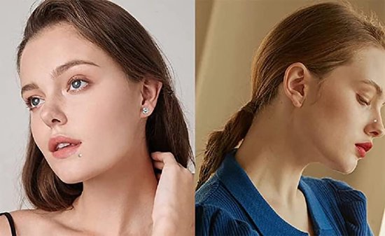 16g CZ Labret Kraakbeen Tragus Monroe Lip Neus Helix Diamant Studs Oorbellen voor Vrouwen Mannen Meisjes Jongens Rvs Cubic Zirconia Piercing Sieraden 1.2*8 2mm 3mm 4mm 5mm 4 Paar Set, Metaal, Kubieke zirkonia — afbeelding 2