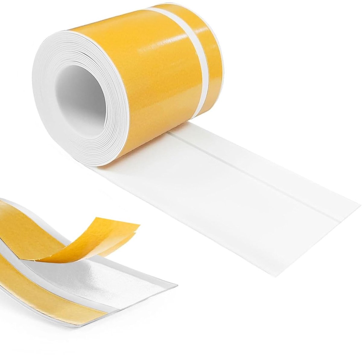 Plint van pvc, zelfklevend, 50 mm x 20 mm x 24 m, waterdicht, anti-schimmel, voor keuken, badkamer, garage, eenvoudige installatie, wit