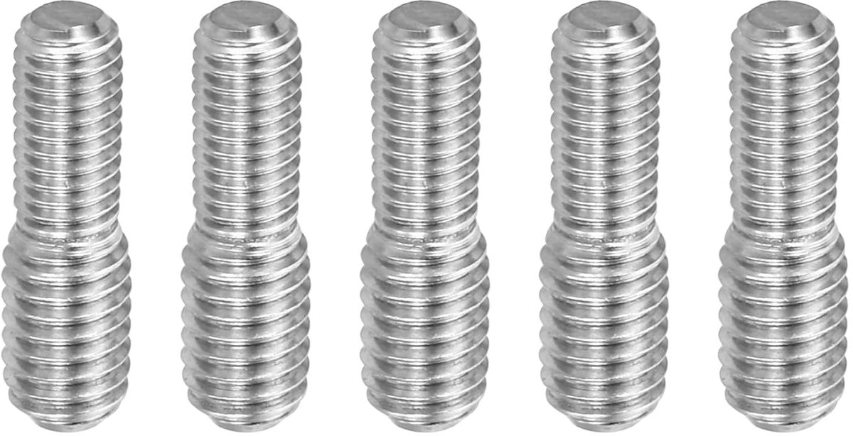 M5 x M6 x 20 dubbele schroefdraadbouten, 5 stuks roestvrij staal 304 schroefdraadverloopadapter voor meubelbeslag, lengte 21 mm