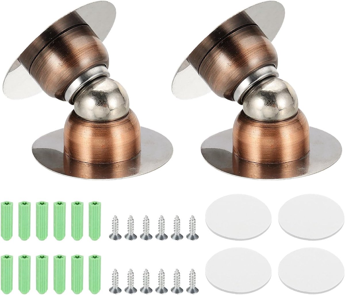Stoppers 1,9 inch, magnetische deurhouder voor wand/vloer, deurstopper van roestvrij staal voor slaapkamer, badkamer, keuken, kantoor, koper, rood