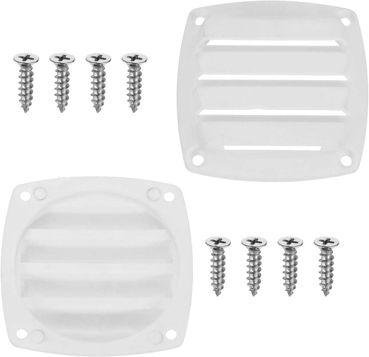 Luchtinlaatafdekkingen voor boten, 3,35 x 3,35 cm, ventilatierooster van kunststof, inschuifbaar, klein ventilatierooster voor boot, camper, bestelwagen, jacht, huis, wit, 2 stuks