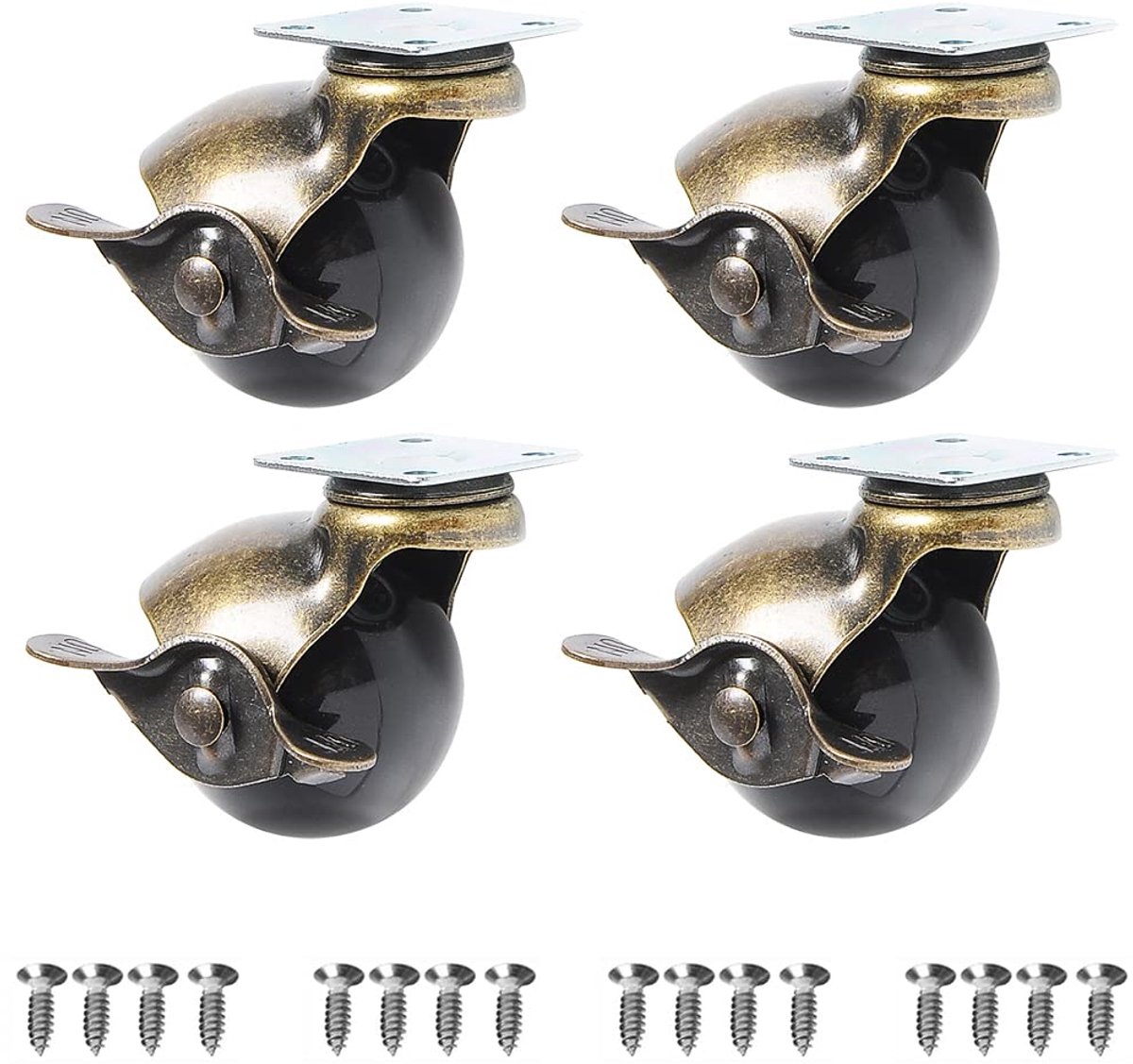 4 Pack 2 Inch Ball Caster Wiel 360 Graden Antieke Messing Top Plaat Wielen voor Meubelkasten Rolstoelen