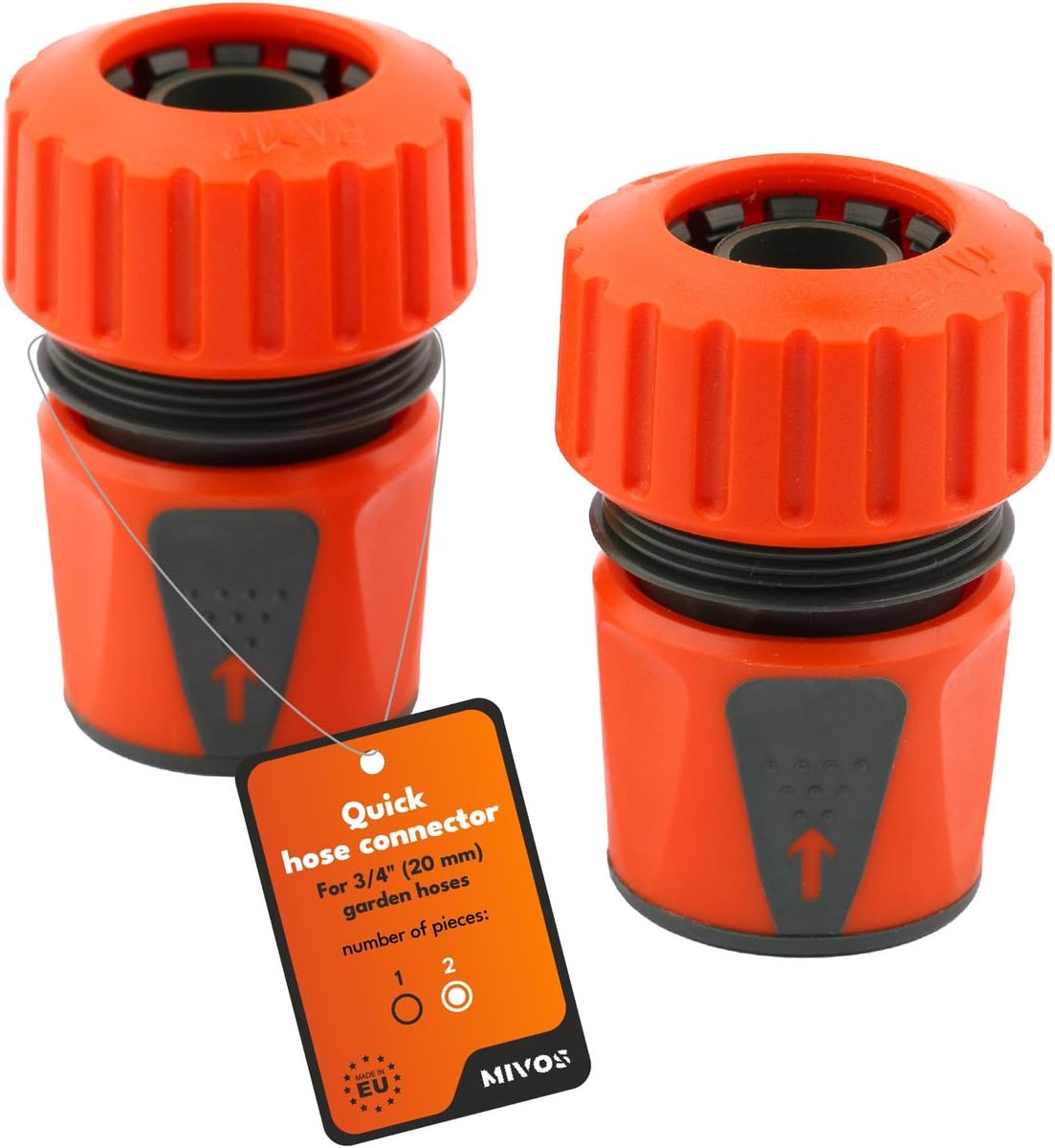 Slangkoppelingen - Waterkoppelingen - Tuin Besproeien - Snel Klik Systeem - 2 stuks 3/4 inch - Grijs