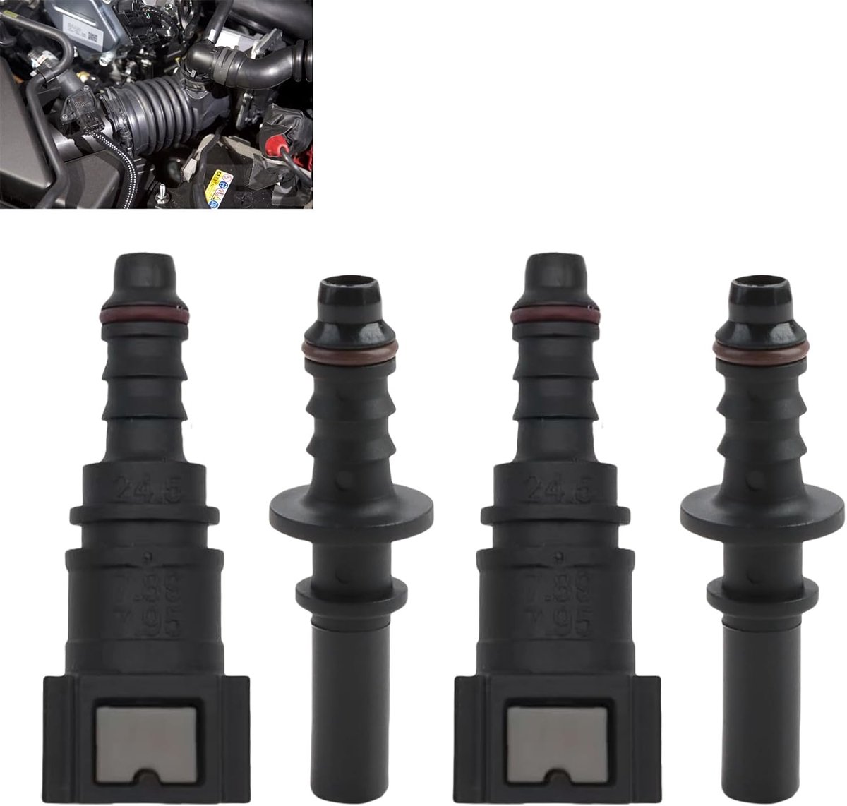 Set van 2 7,89 mm ID6 SAE op 5/16 8 mm rechte autobrandstofleidingsslang, snelsluitaansluiting, scheidingsslang, benzineslangkoppeling, brandstofleiding, slangkoppeling, rechte slangkoppeling