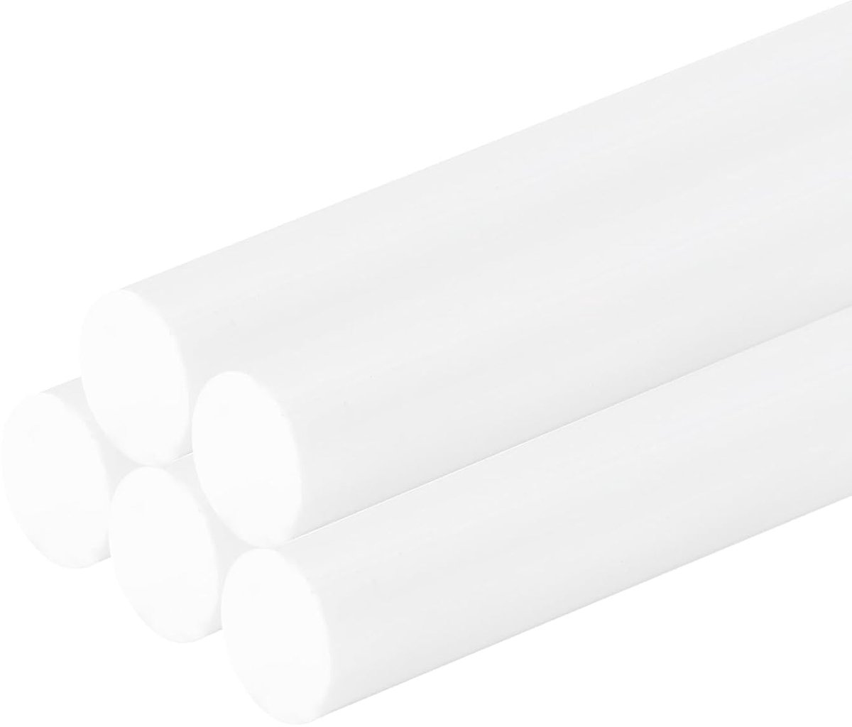 5 stuks witte ronde stangen van kunststof, 8 x 250 mm, ABS-styreen, ronde stang, solide stang, model voor doe-het-zelf speelgoed, bouw, architectonische modellen