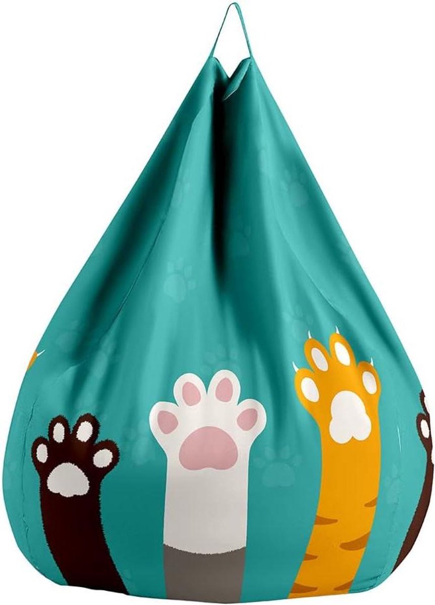 Zitzakstoelhoes - Luie bank hoes - Speelgoed opbergen - Schattige kittenprint - 100x120 cm - Groen