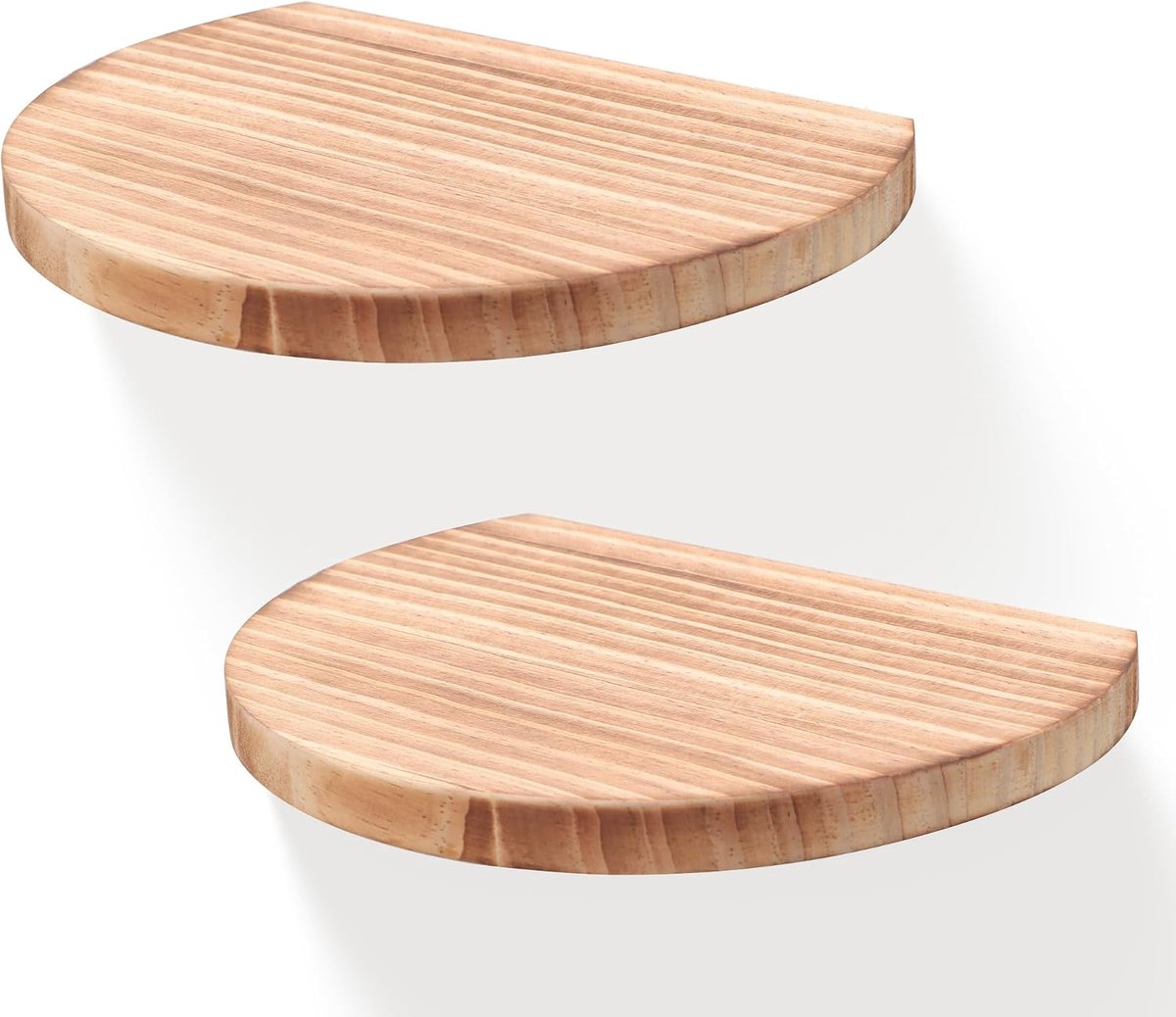 Zwevende Houten Planken, Mini-Wandrek in Compacte Stijl voor Kleine Voorwerpen, Hangende Wandrekdecoratie, 2er-Set (Verbrand Zwart)