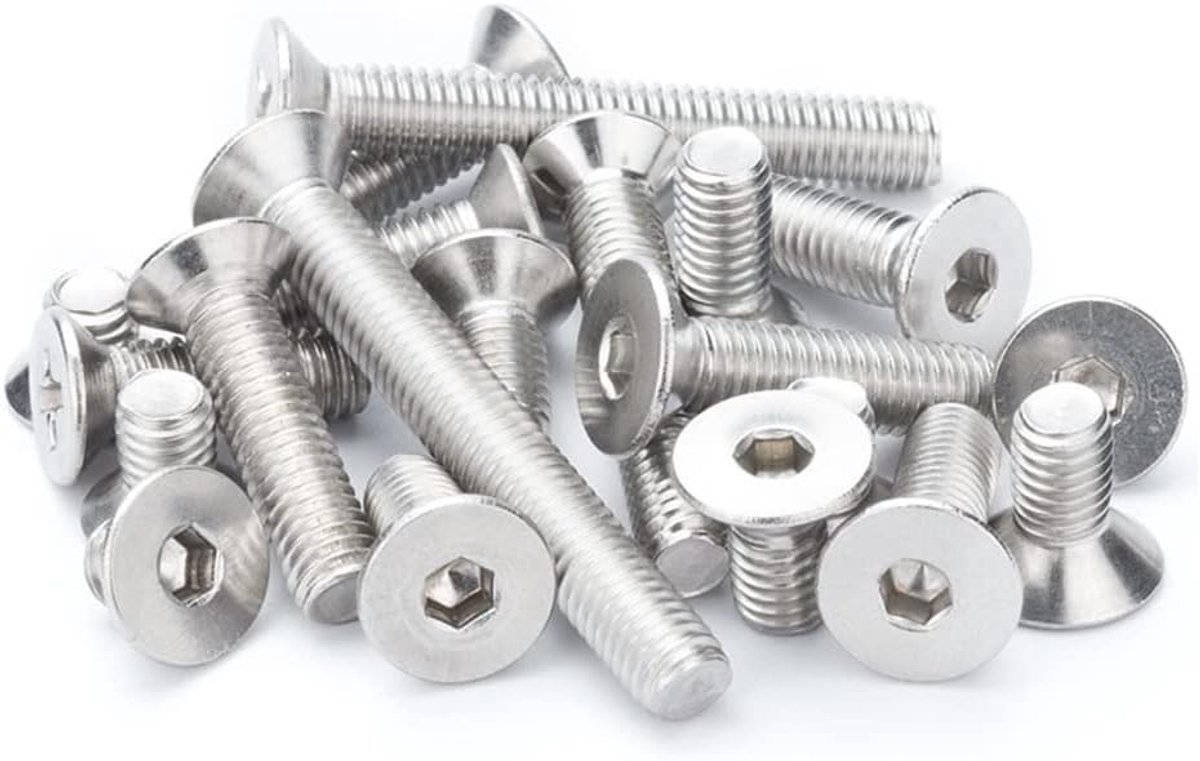 verzonken schroef, roestvast staal A2, binnenzeskant schroeven,M6x22mm,20 stuks