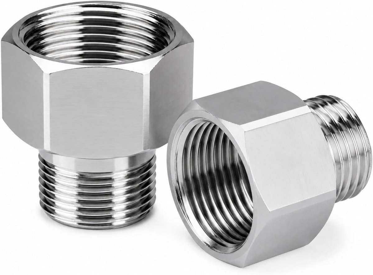 stalen dubbele nippel (1/2 inch IG x 3/8 inch AG)