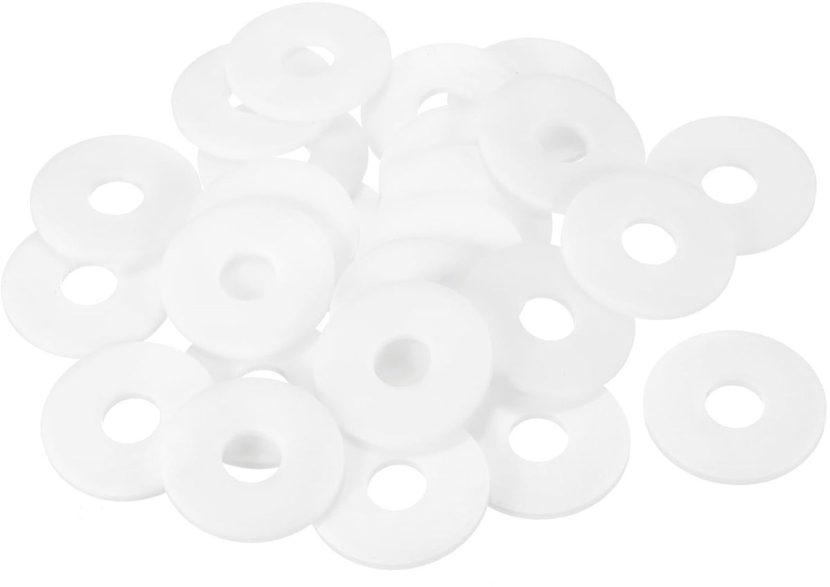 25 stuks nylon sluitringen, 14 mm ID 44 mm OD 3 mm dikke platte schijf, kunststof afstandhouder voor schroeven, bouten, tuinkraan, sanitaire reparatie, wit