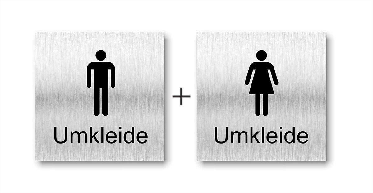schild omkleden dames + heren UV print 12 x 12cm - 3mm aluminium composiet - Made in Germany