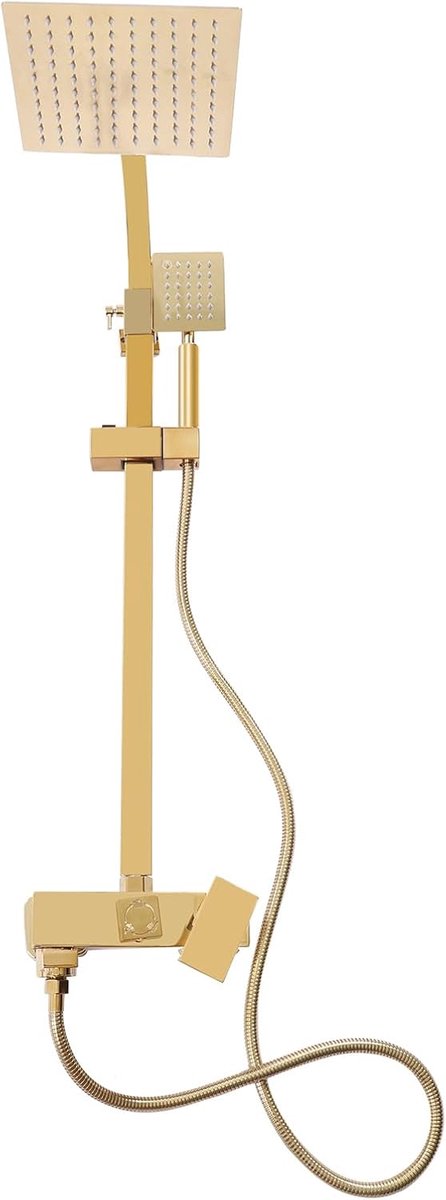 20 cm, douchesysteem, regendouche, accessoires met handdouche, goudkleurig
