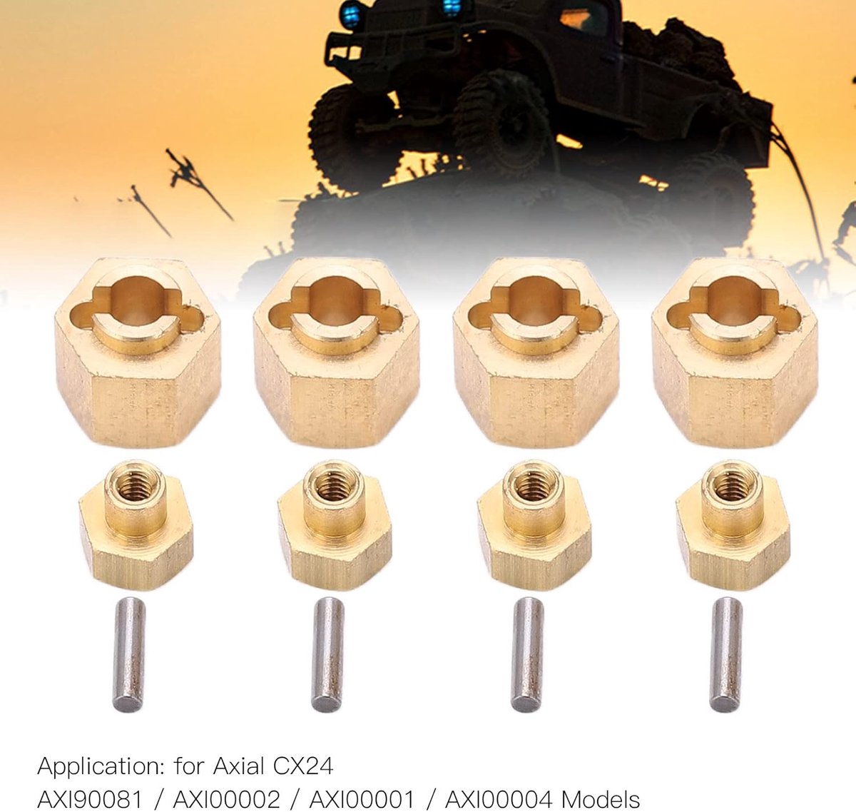 Hex Adapter Hex Adapter, Messing 7MM Wiel Hex Extended Adapter Combiner voor Axiale SCX24 AXI900811/24 RC Auto Upgrade Onderdelen Modelauto Accessoires