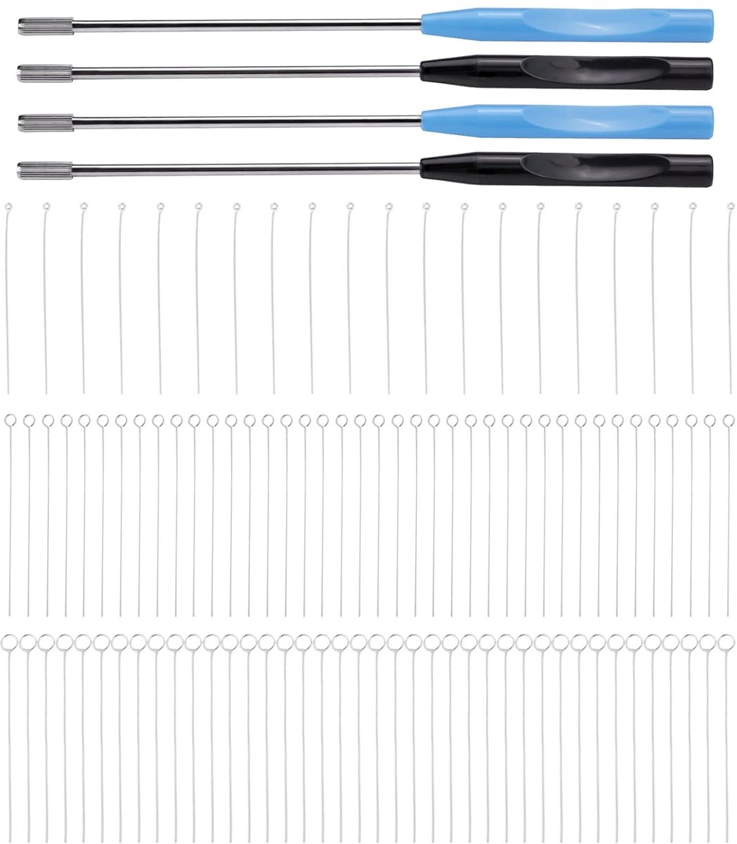 100 stuks herbruikbare nichrome vaccinatielussen met 4 koperen handgrepen, 3 diameters, naaldpunten, impringsstaven, microbiologische mycologie-accessoires voor laboratorium (100, 3 maten)