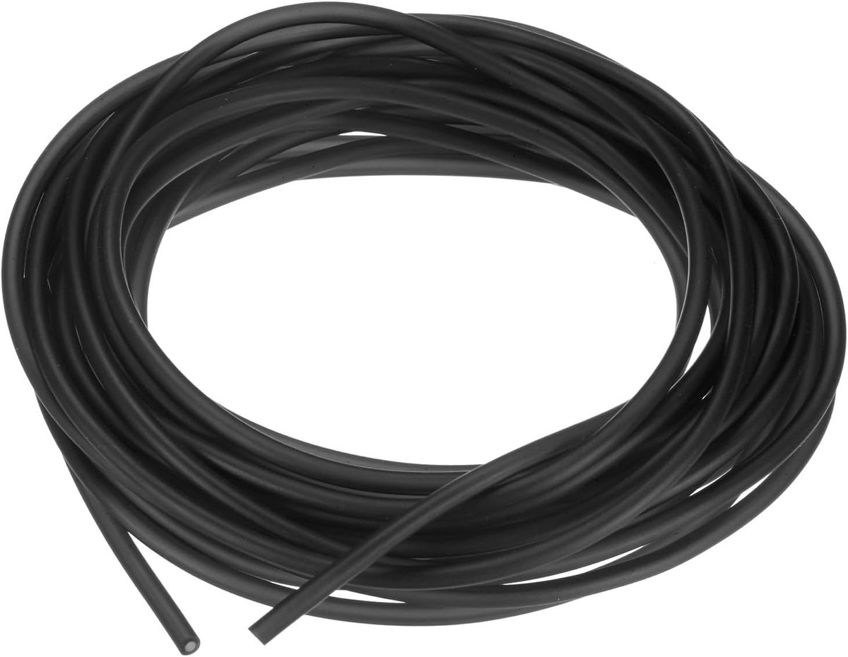 Natuurlijke latex rubberen buis, 1/16 inch [1,6 mm] ID x 1/8 inch [3,2 mm] OD 20ft lengte latex slang buis voor thuis/laboratorium/sport, zeer elastische band buizen [zwart]