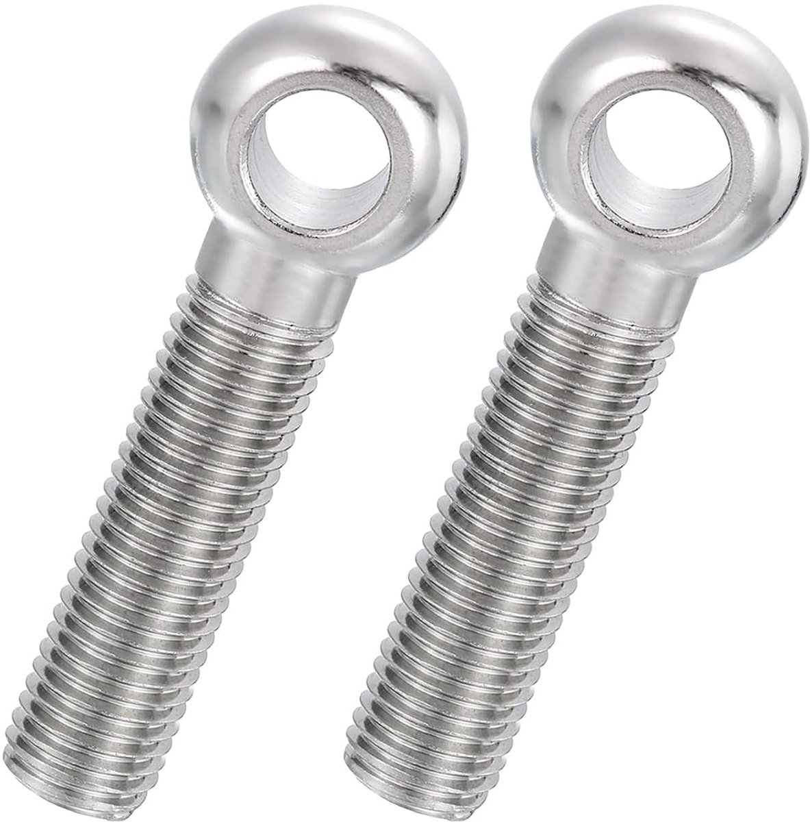 2 stuks ringschroef M20, 304 roestvrij staal oogschroef M20 x 90 mm, metrische volledige schroefdraad oogbouten, metalen oogschroef voor auto-industrie, ventielen, buizen, zilvertint