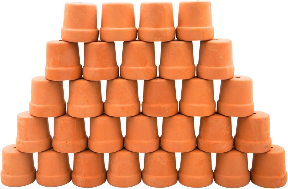 terracotta potten - kleine kleibloempotten voor vetplanten, cactus, doe-het-zelf ambachten, feeëntuin, poppenhuis, schoolprojecten, mini-plantenbakken, set van 30 (rechte cilinder, 2 inch)