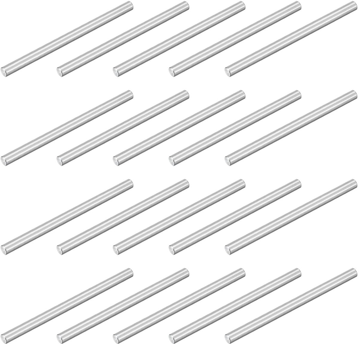 60 stuks M4 x 60 mm 304 roestvrij stalen cilinderstekker, steunpen voor planken, parallelle pen voor bevestiging voor mechanische productie, industrie, zilver