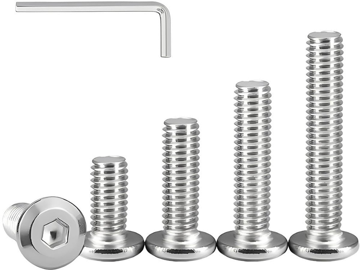 10 Stuks Platte Kop Zeskant Inbusschroeven M6 x 60mm - Volledige Draad 304 Roestvrijstalen Bouten Machine Schroeven Volledige Draad Met Inbussleutel