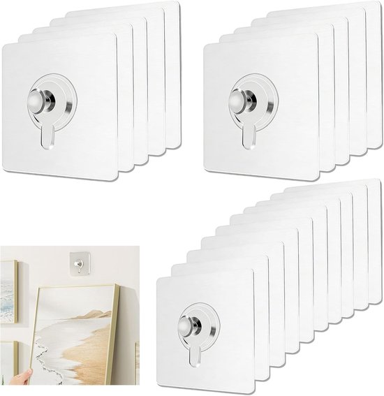 20 stuks zelfklevende spijkers, om foto's op te hangen zonder boren, zelfklevende spijkers voor fotolijsten, fotohaken, ideaal voor schilderijen, posters, fotoalbums