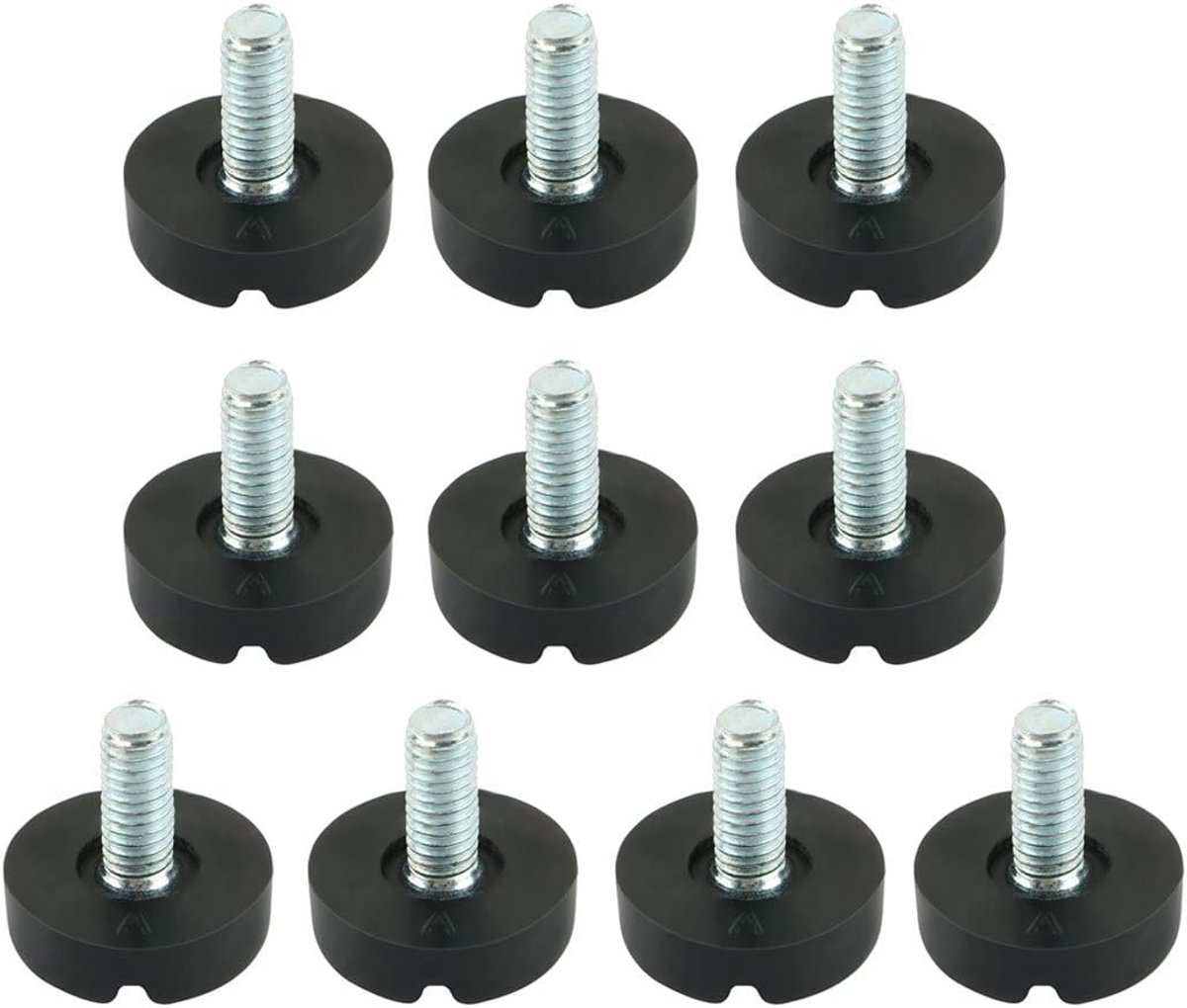 Sourcingmap Metalen sleufkop Verstelbare Schroef Leveling Voeten M6x13mm 10 Stks Zwart Zilver Tone