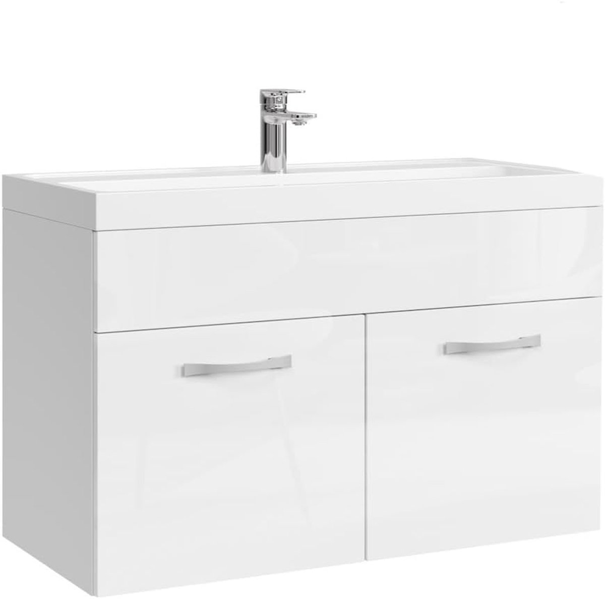 Badkamermeubel Set Paso 01 80 x 40 cm - Wit Hoogglans - Badmeubel met Wastafel