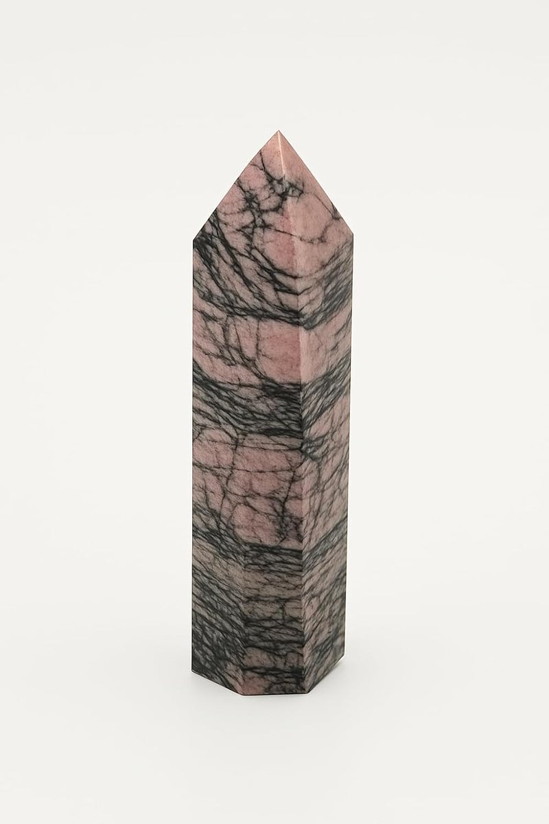 Rhodochrosiet stenen toren, glazen staaf, natuurlijke zeshoekige glazen zuil, bergstokken, toren (rodochrosiet, 7-8 cm)