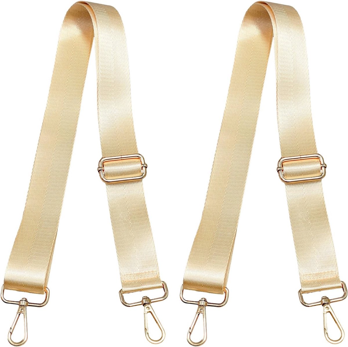 2 Instelbare Schouderbanden voor Tassen (130cm, Beige) - Vervangriem voor Handtas/Laptop, 2,5cm