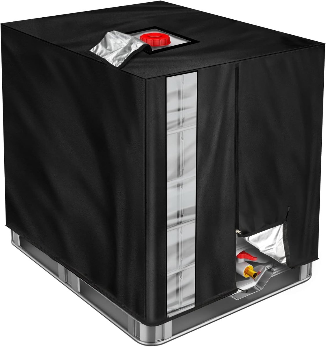 Ibc Tankafdekking, 1000 liter, waterbescherming, afdekking, met kijkvenster (120 x 100 x 116 cm)