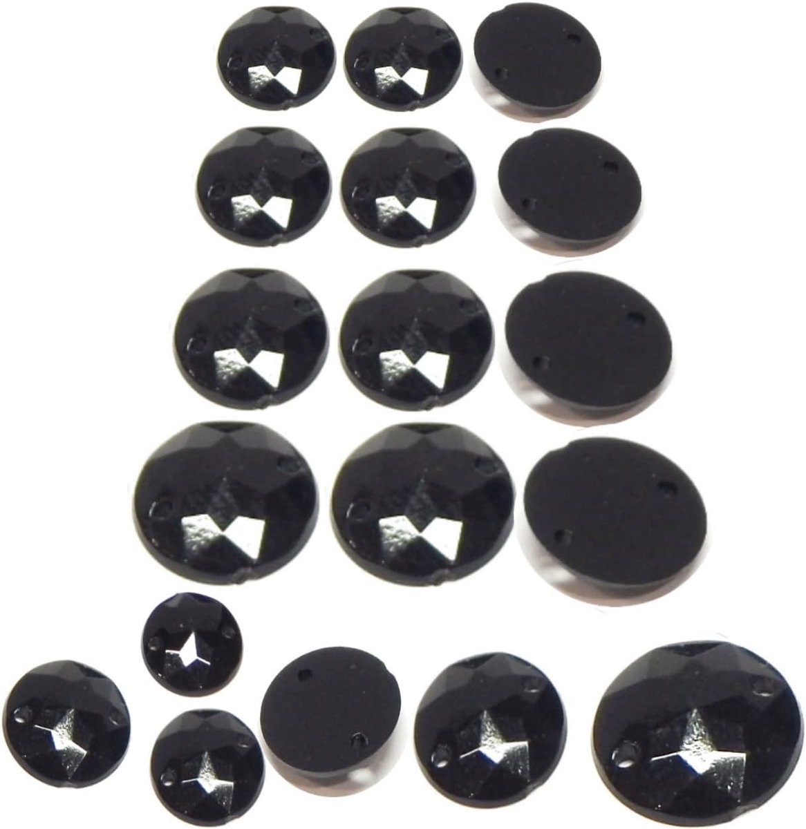 100 stuks ronde strass-steentjes om op te naaien, platte achterkant voor kleding, knutselen, kleding en tasdecoratie, 12 mm, zwart