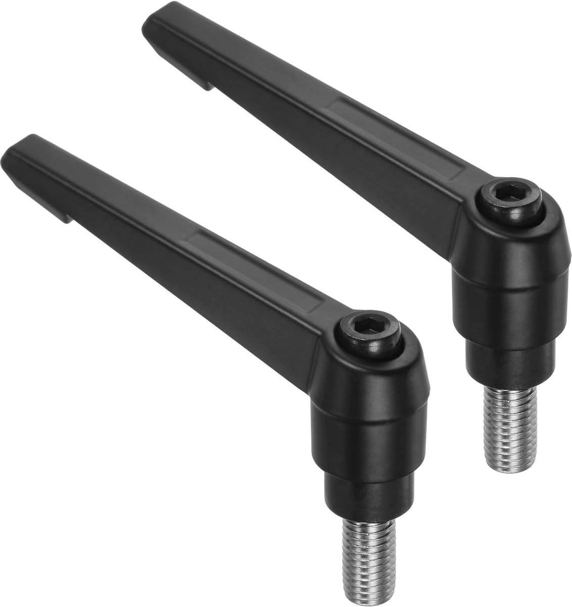 2 handgrepen met spanhendel, M12 x 25 mm mannelijk, schroefdraad van roestvrij staal 304, verstelbare handgrepen met vergrendelingsknop, zwart