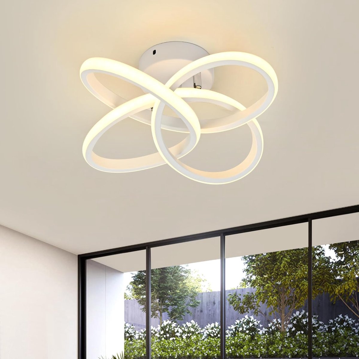 moderne plafondlamp, 36 W, 3900 lm, acryl, plafondlamp, kroonluchter voor hal, slaapkamer, badkamer, keuken, woonkamer, huis, veranda, buiten, warm wit, 3000 K, diameter 31 cm