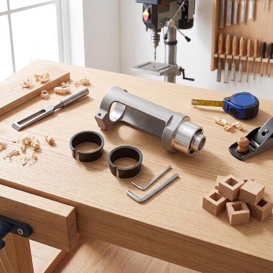 lyrlody Booradapter voor Vierkant Gat, Opzetstuk van Aluminiumlegering met een Gatbreedte van 20 Mm en een Zichtbare Diameter van 38-43 Mm, voor Het Maken van Meubelen Houtbewerking — afbeelding 5