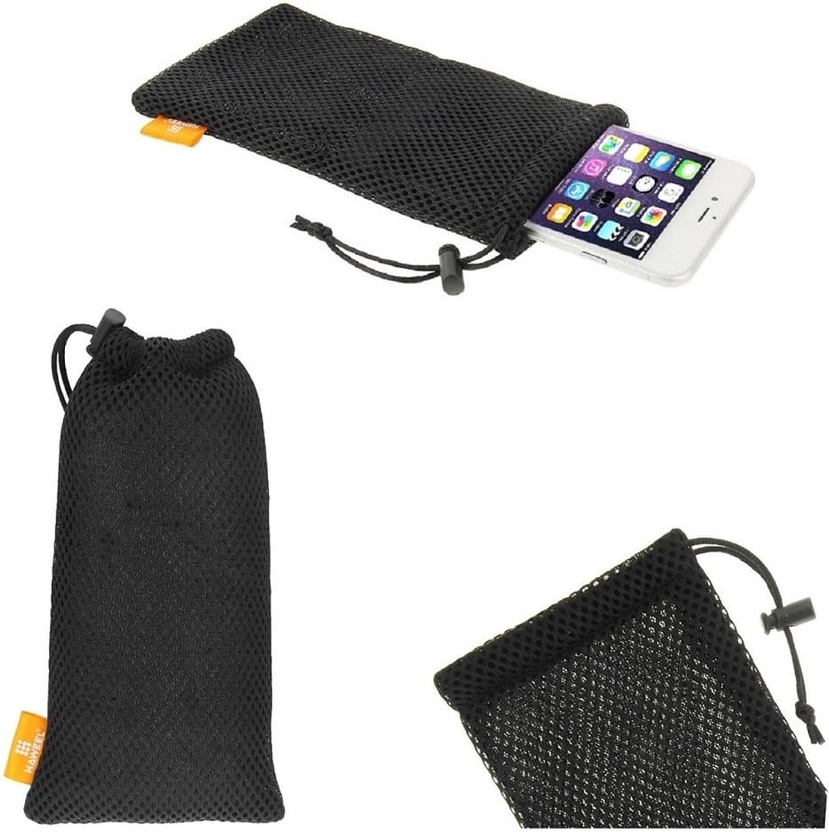 nylon mesh zakje tas met ketting en lus sluiting voor TECNO CAMON CX - zwart