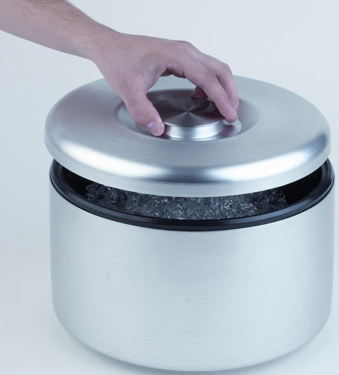 36033 aluminium ijsbox met afneembare binnenhouder (max. 150 ijsblokjes), Ø 18,5 x 20 cm 3 liter.