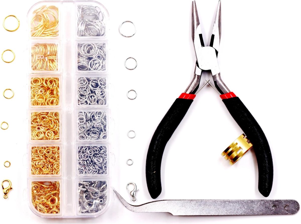 Sieradenonderdelen Kit met voor sieraden maken, open springringen en kreeft sloten met tang voor armbanden Kettingen Makin, A1 Gewone Kwaliteit