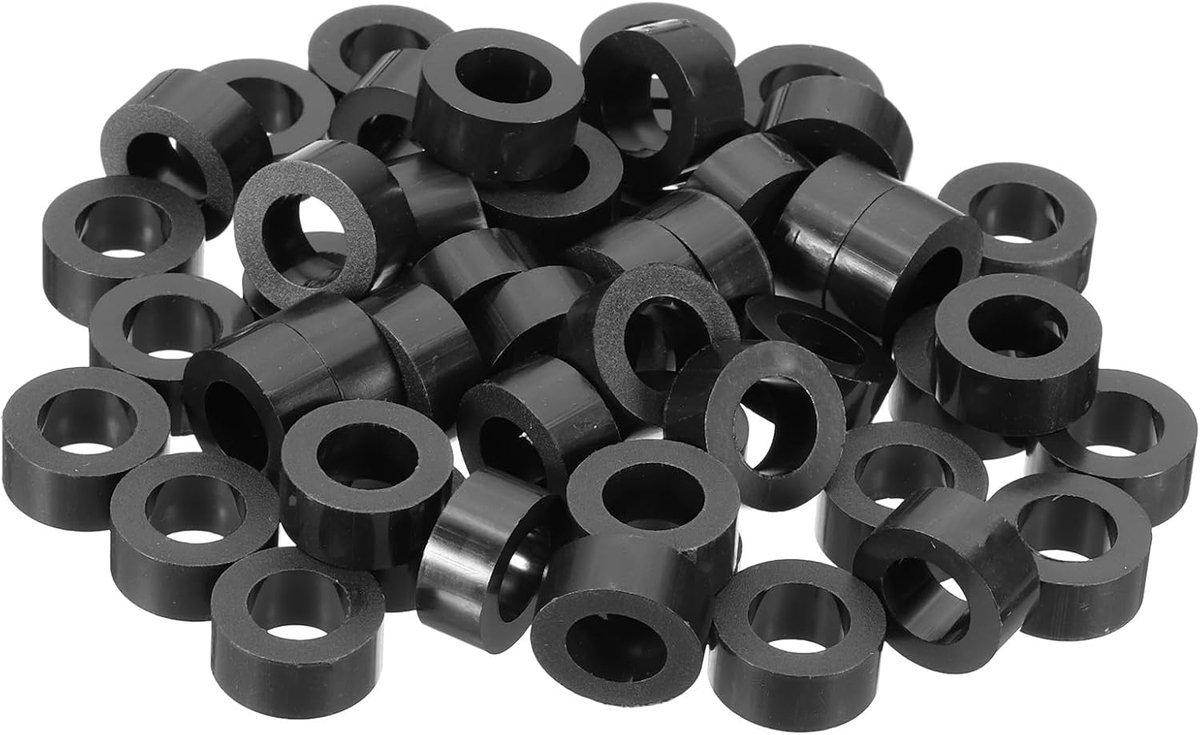 M8 zwarte ABS binnendiameter 8,1 cm, buitendiameter 5,5 inch, lengte 2,4 inch nylon ronde spacer ringen, 120 stuks plastic afstandsrubber moer zonder schroefdraad voor M8 schroeven elektrische