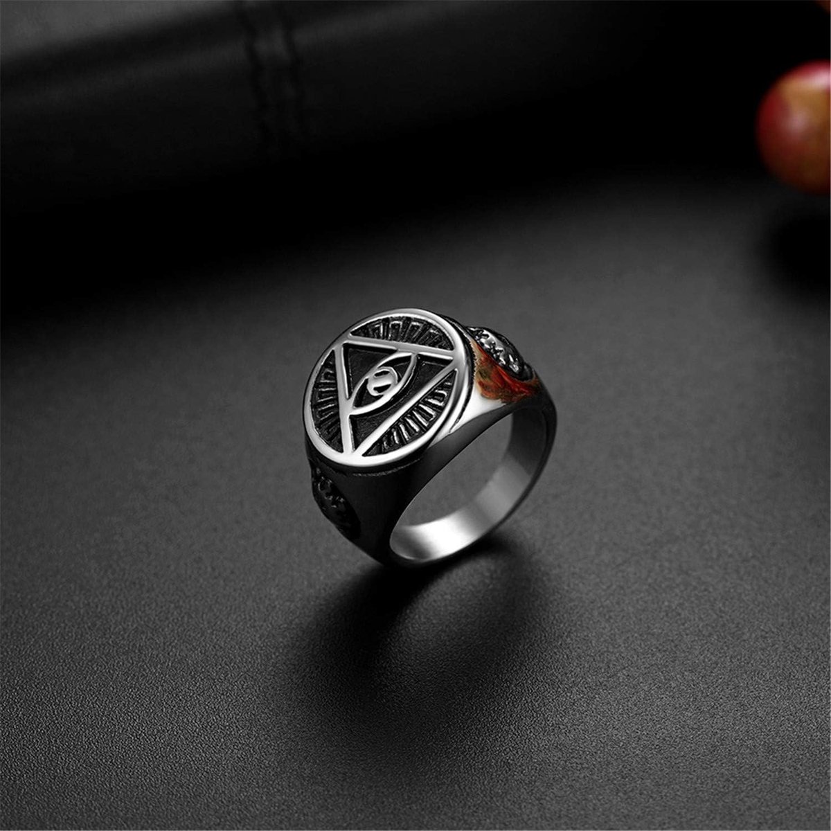 Ringen, Heren Roestvrij Staal Illuminati De Alziende Oog Piramide Band Ring voor Valentijn Kerst Huwelijkscadeau