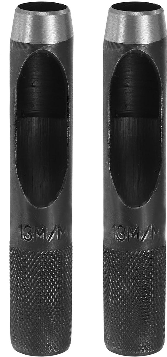 2 stuks lederen gatenpons, 13 mm, holle ronde gatperforator, koolstofstaal, gereedschap voor horloges, stof, riem, afdichtingen, doe-het-zelf, lederhandwerk, reparatie, zwart