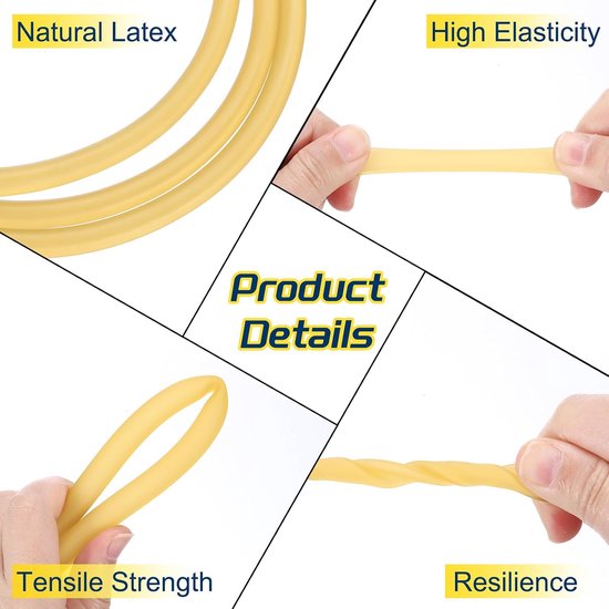 26 Ft (8M) Rubberen Buis, 1/16"(1,8mm) ID x 3/16"(4,5mm) OD Katapult Rubber Banden Rubberen Buis voor Oefening, Stretching, Huisslang, Primaire Kleur — afbeelding 3