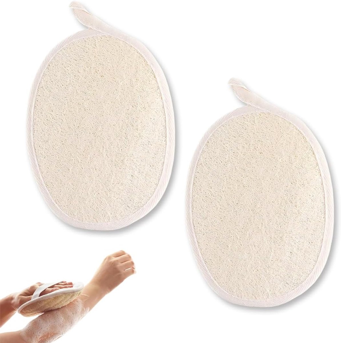 Natuurlijke luffa-spons, lichaamspeeling-handschoen, grondige lichaamsreiniging, voor mannen en vrouwen (2 stuks)