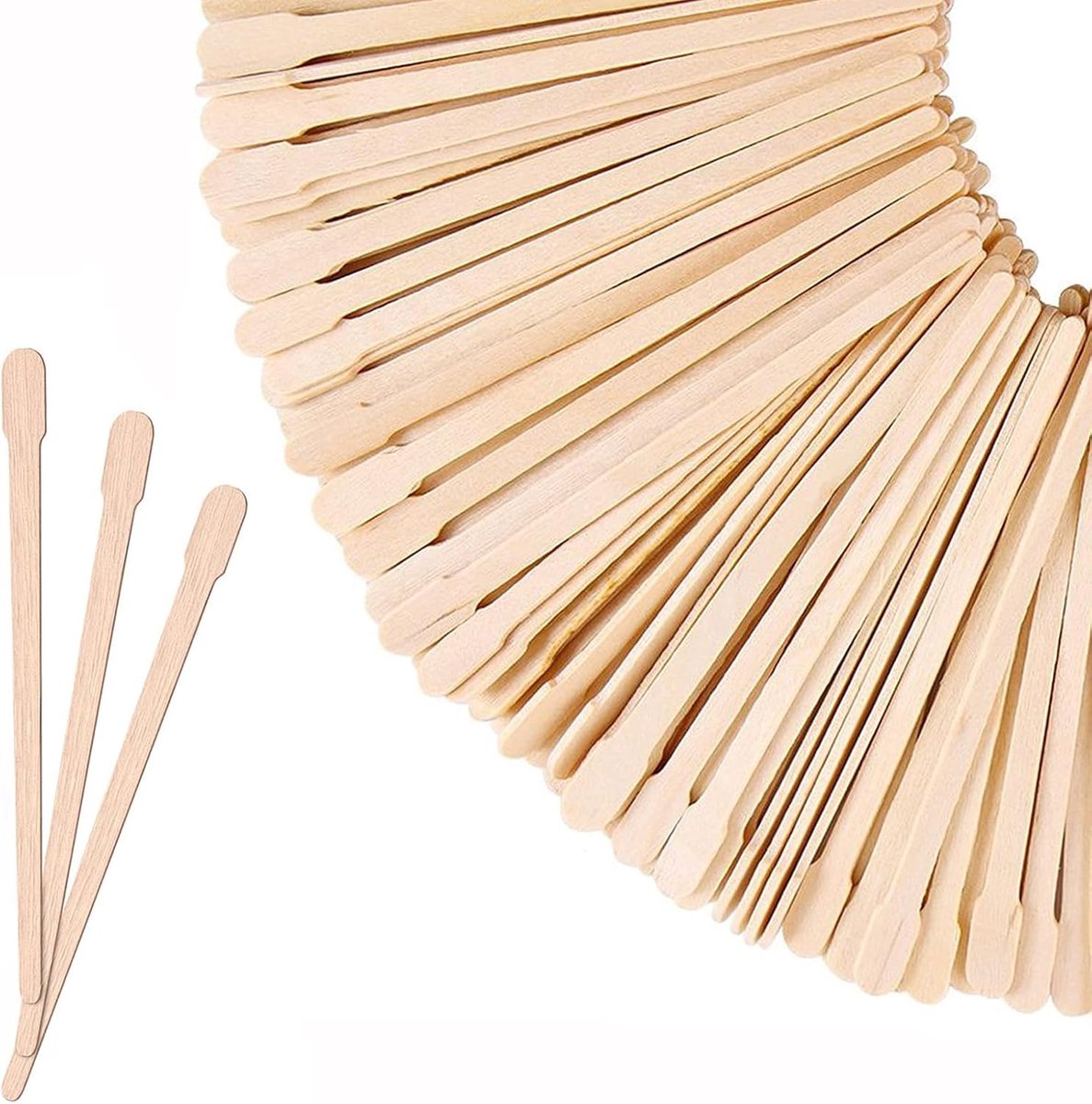 Spatels, waxing, 8,8 cm, wenkbrauwspatel, houten spatel, afgeronde en gepolijste randen, voor het verwijderen van waxmaskers