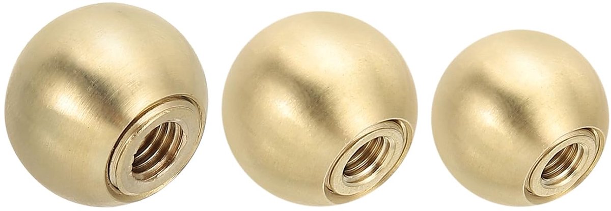17,5 mm 20 mm 25 mm bolvormige lampenknop, 3 stuks massief messing lampenkap top decoratieve schroefdoppen moeren met messing verloopadapter voor tafellampen