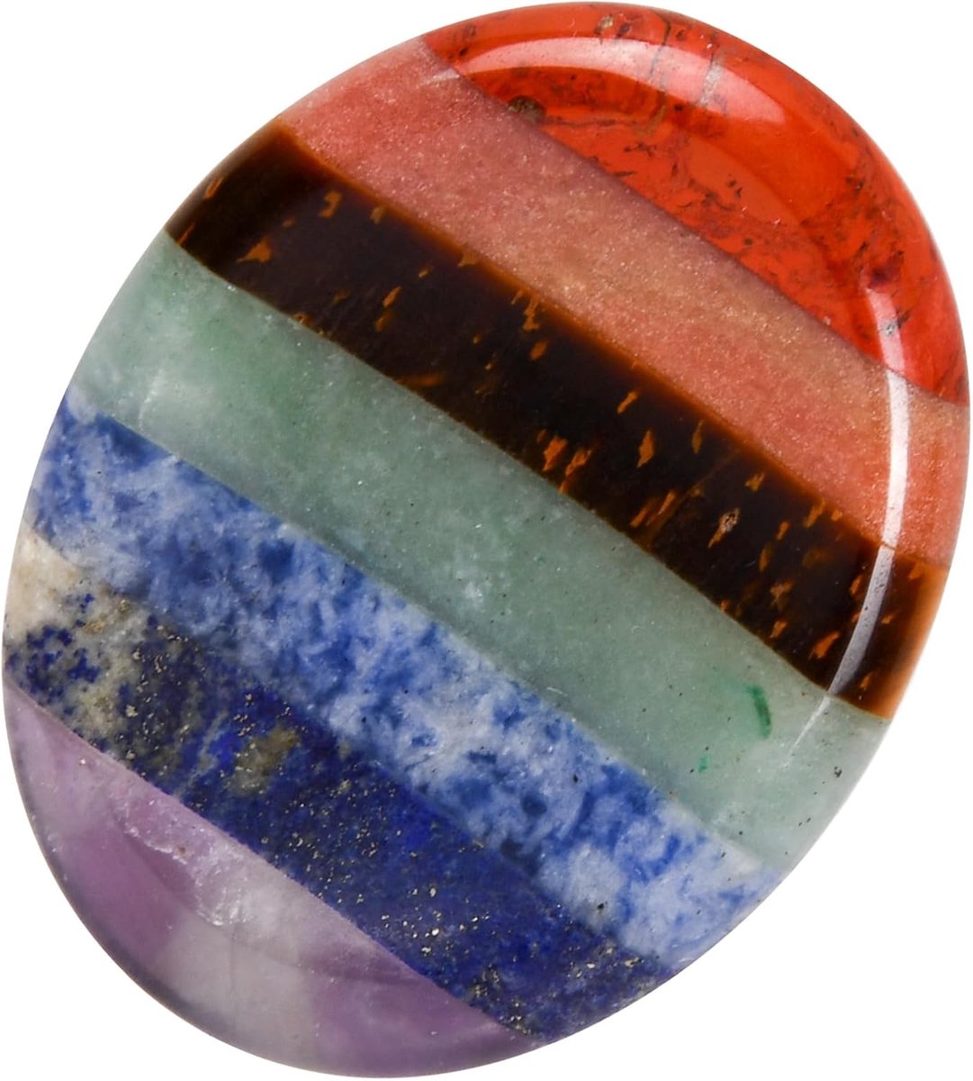 7 Chakra Duim Worry Stone, Duimsteen, Worry Stone, Chakra Healing Crystal Worry Stone, Pocket Palm Stone, Ovale Kristallen Duimsteen, Duimsteen voor Meditatie, Reiki Angst Relief